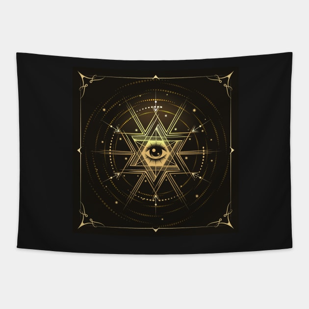 All Seeing Eye Masonic Symbol Esoteric Tapestry by devaleta