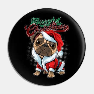 Merry Christmas sweet pug Pin