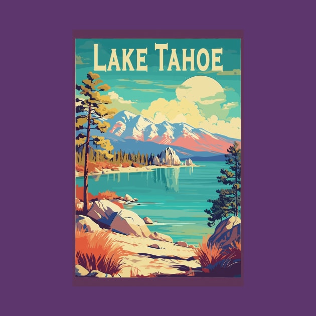 Lake Tahoe National Park Vintage Travel Poster by GreenMary Design