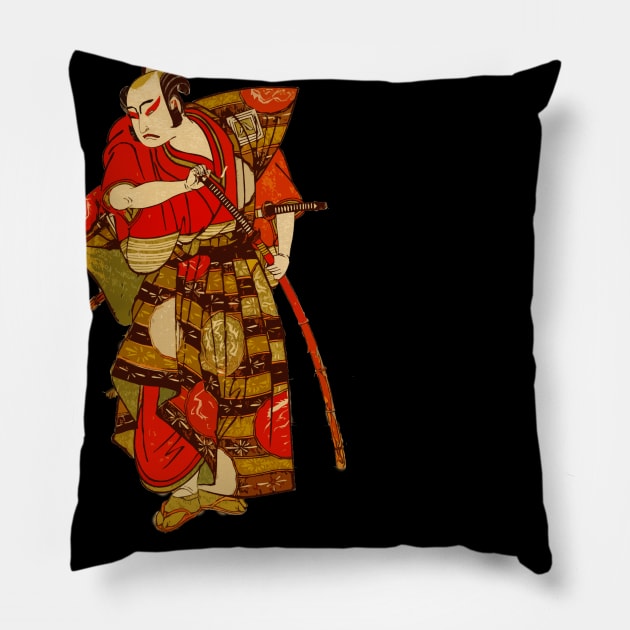 Japan Samurai Illustration Pillow by ppandadesign