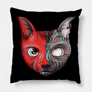 Fear No Feline Glitch Cat Zombie Pillow