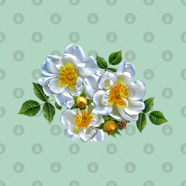 Yellow Rose Buds Sunny White Flowers Bridal Floral Arrangements Art by PetalsPalette