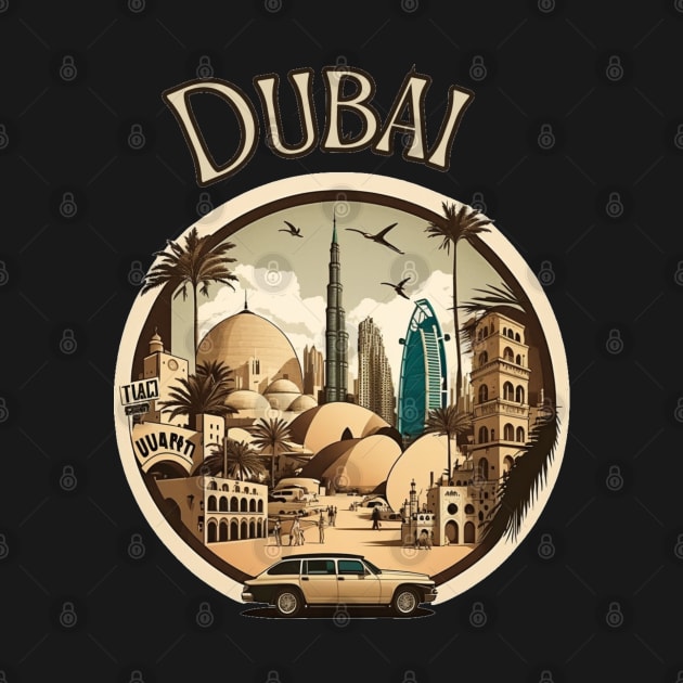 Dubai cityscape travel art - United Arab Emirates by stickercuffs