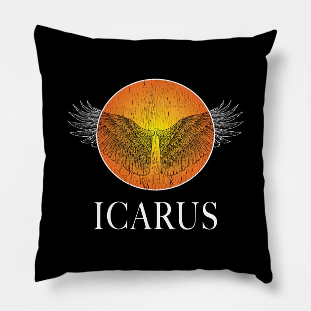 Vintage Icarus Wings And Sun Gifts Pillow by BonnaVida