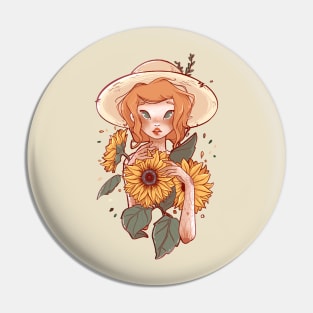 Sunflower Girl Pin