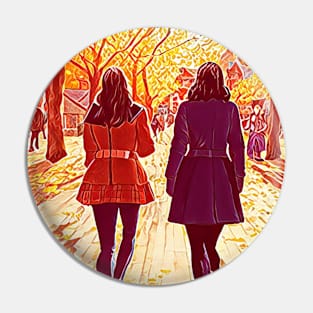 The Girls Walking in Autumn V Pin