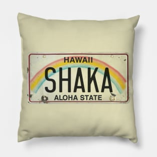 Shaka Vintage Hawaii License Plate Pillow