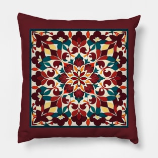 Floral Tile Pattern - Art Deco Abstract Design Pillow