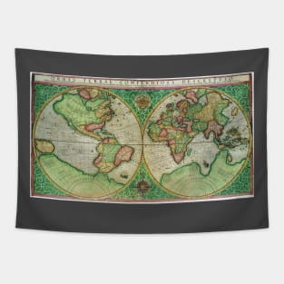 Antique Double Hemisphere Map by Rumold Mercator, 1587 Tapestry