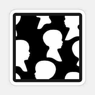 Little Boy Silhouette - White on Black Background Magnet