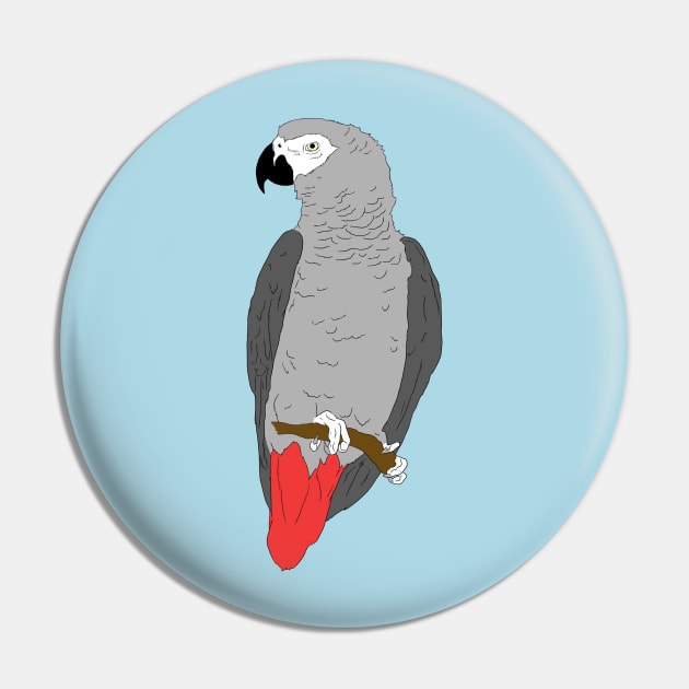 African Grey Parrot on Perch Pin by Einstein Parrot