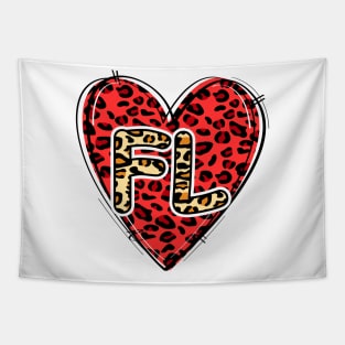 Love FLORIDA Leopard Heart FL Tapestry