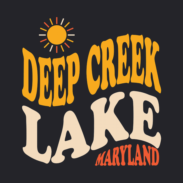 Deep Creek Lake State Park Maryland Retro Sunset by PodDesignShop