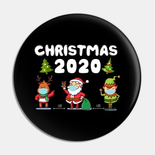 Santa Wearing Mask Elf Reindeer Pine Tree Quarantine Christmas 2020 Pin