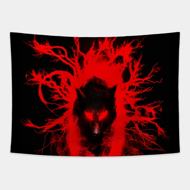 Shadow Wolf Energy Surge Tapestry by Blackwolf24