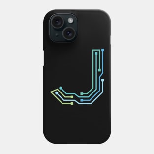 Alphabet J Circuit Typography Design Phone Case