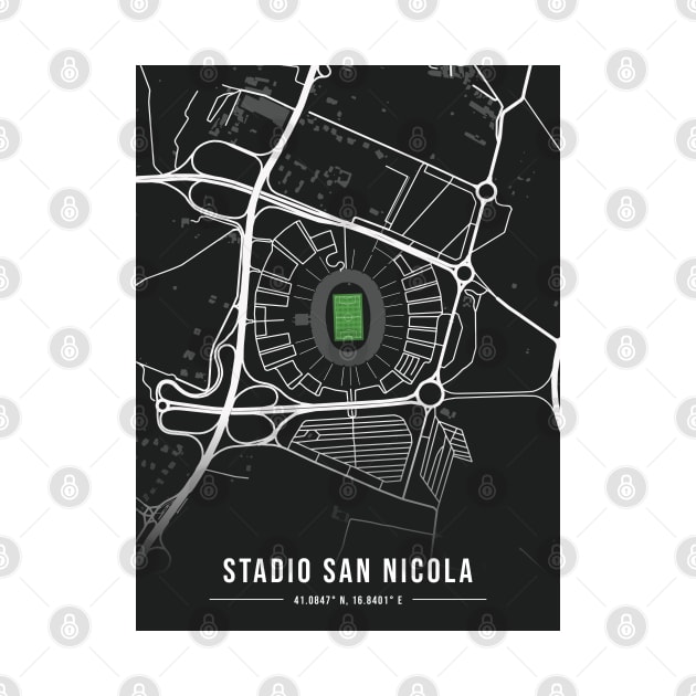 Stadio San Nicola Map Design - Black by TopFootballStadiums