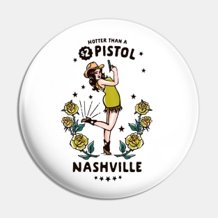 Funny Vintage Nashville, Tennessee Country Cowgirl Pin