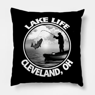 Lake Life Cleveland Ohio Fishing Boat Bass Walleye Pillow