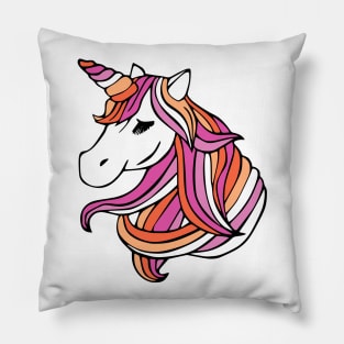 Lesbian Flag Unicorn Pillow