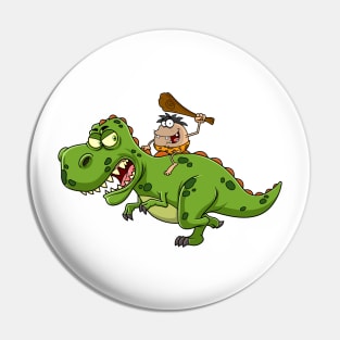 Caveman and Dinosaur Pin