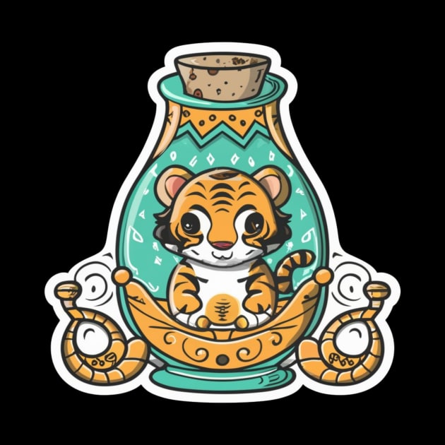 Cute Baby Tiger in a Genie Bottle by joolsd1@gmail.com