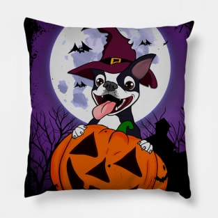 Halloween Dog Witch Pumpkin Pillow