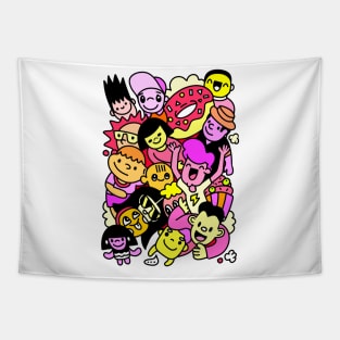 Happy kid cartoon doodle collection Tapestry