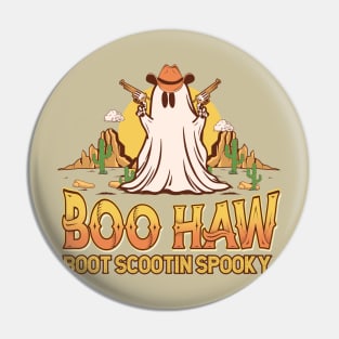 Boo Haw Retro Western Halloween Vintage Ghost Funny Cute Pin