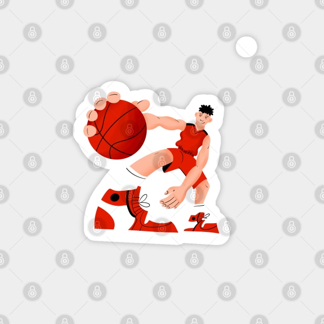 Basketball cool punk vintage sport art Magnet by eternalshadeart