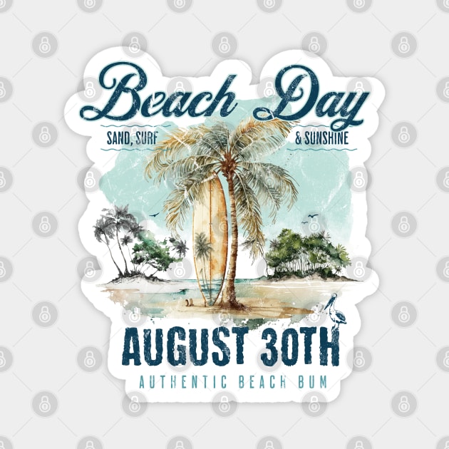 National Beach Day, vintage surfboard Magnet by HolidayBug