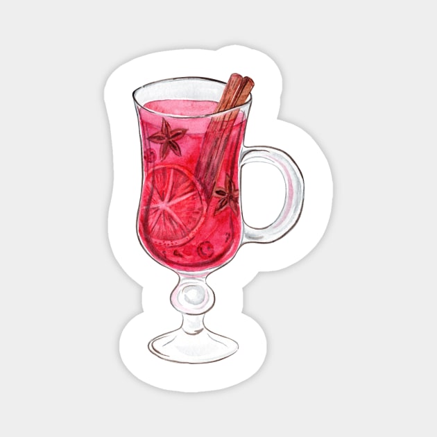 Mulled wine glass Magnet by DreamLoudArt