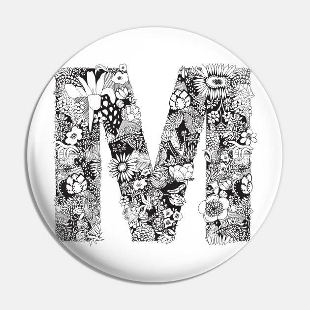 Floral Letter M Pin by HayleyLaurenDesign