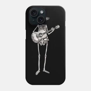 Sugar skull playing guitar day of the dead. Phone Case