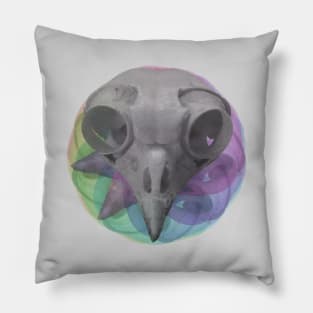 Chromatic Bird Skull Pillow