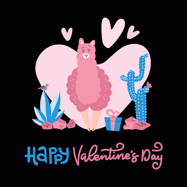 valentines day with cute funny llama love by bignosestudios