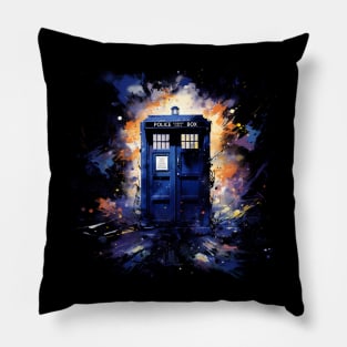 Tardis Watercolor - Time and Space Pillow