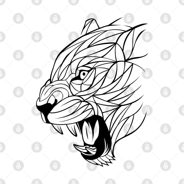 Leopard Minimalist art lines by albertocubatas