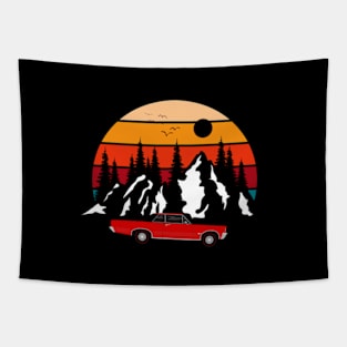 Sunset travel retro vibe Tapestry