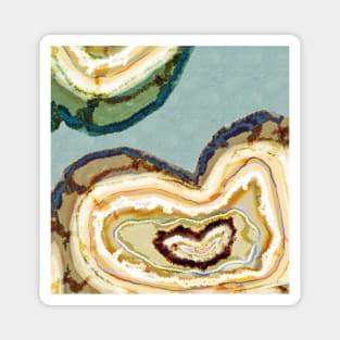 Boho Agate Heart Dusty Teal Green Magnet