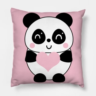 Baby Panda Pink Heart Pillow