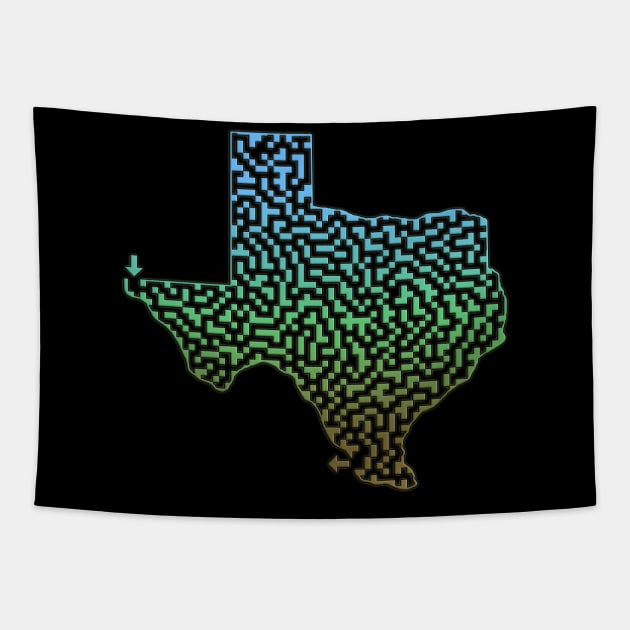 Texas State Outline Maze & Labyrinth Tapestry by gorff