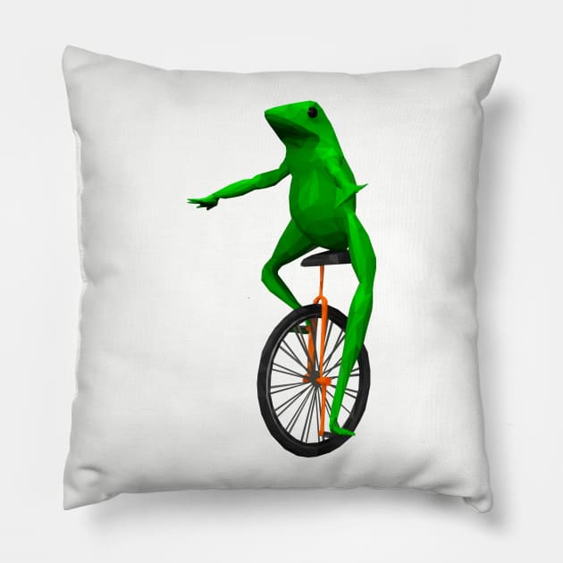 Dat Boi: frog on unicycle Pillow by HungCreations