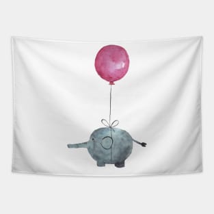 Pink air balloon and elephant Tapestry