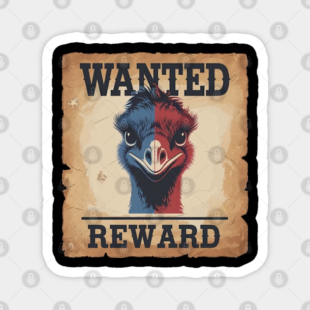 Wanted Emu, Perfect for Australian Wildlife and Bird Watching Enthusiasts Magnet by Pixel Threads 