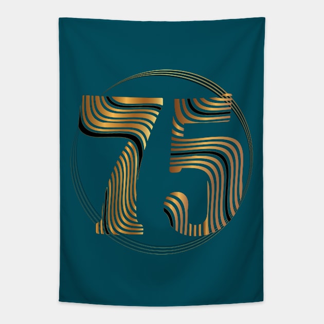 Number 75 Maglietta Golden wave effect Tapestry by Nobiya