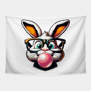 Cool Bunny Blowing Bubble Shirt – Quirky Easter Day Apparel Tapestry