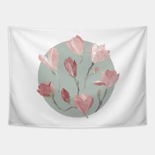 Magnolia flowers on mint Tapestry