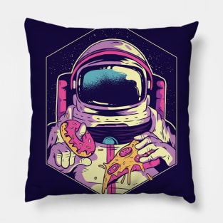 Astronaut with Pizza and Donut Pillow