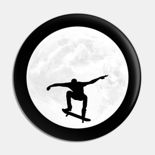 Skateboarder Silhouette in Full Moon Pin